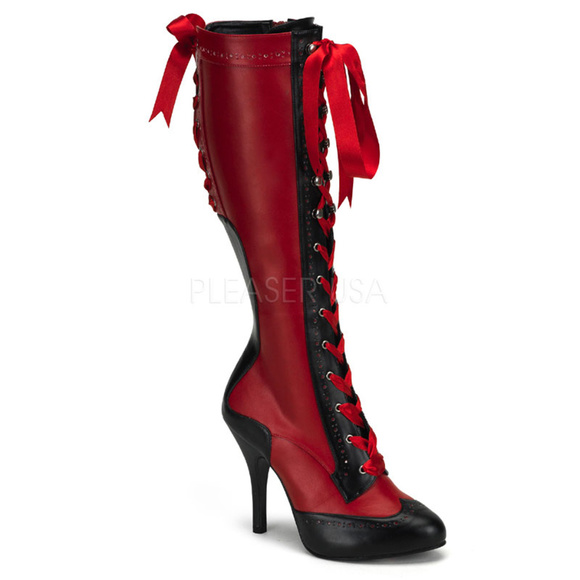 Shoes - Steampunk Burlesque Lace Up Knee High Heel Boots